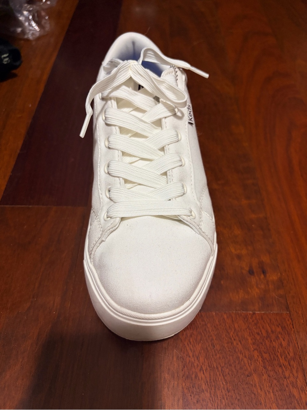 Keds White Canvas Platform Sneakers with Pink Rose Charm - Picture 6 of 10